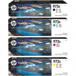 HP 973X (4-Ink Bundle) High Yield Black / High Yield Cyan / High Yield Magenta / High Yield Yellow Original PageWide Ink Cartridges L0S07AE / F6T81AE / F6T82AE / F6T83AE